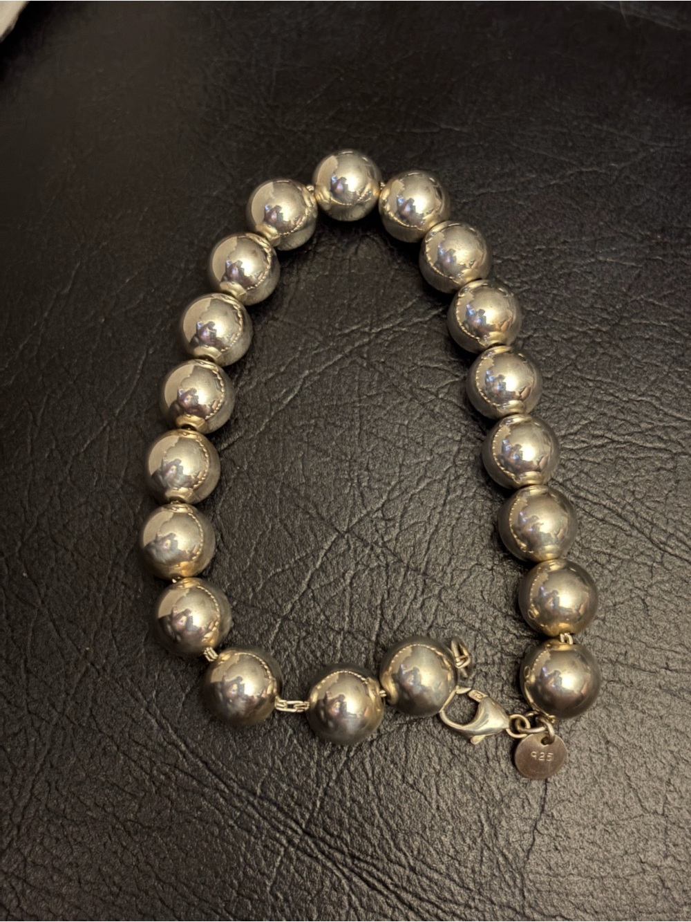 Authentic Tiffany & Co. Sterling Silver 10mm Bead Ball Bracelet 7.5” - Picture 1 of 6